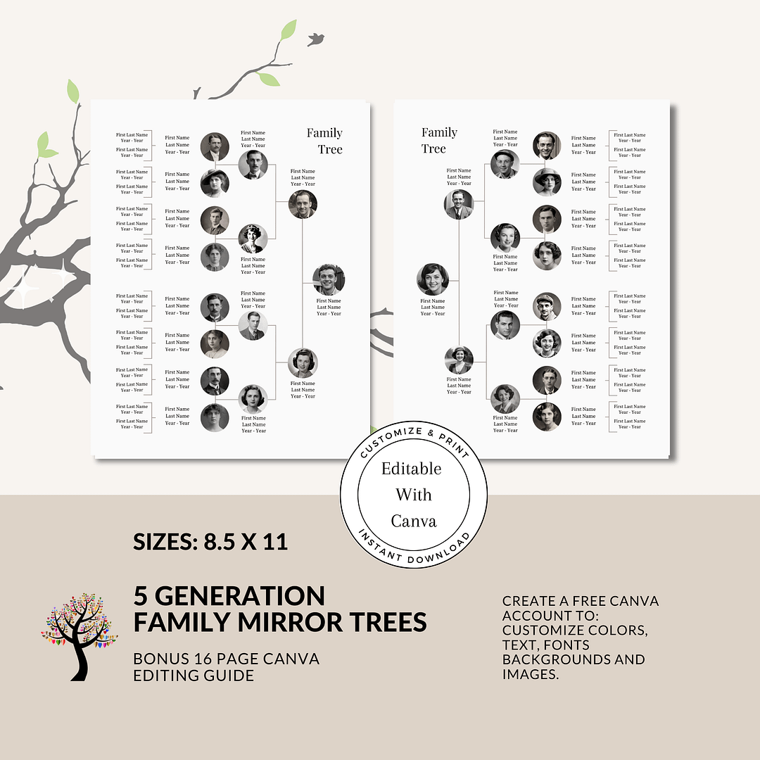 Mockup for 5-Generation Family Mirror Tree