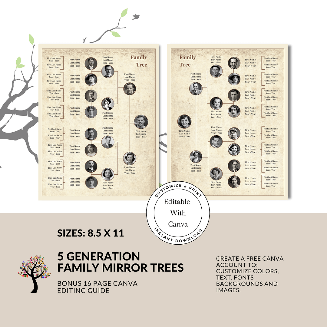 Mockup for 5-Generation Family Mirror Tree