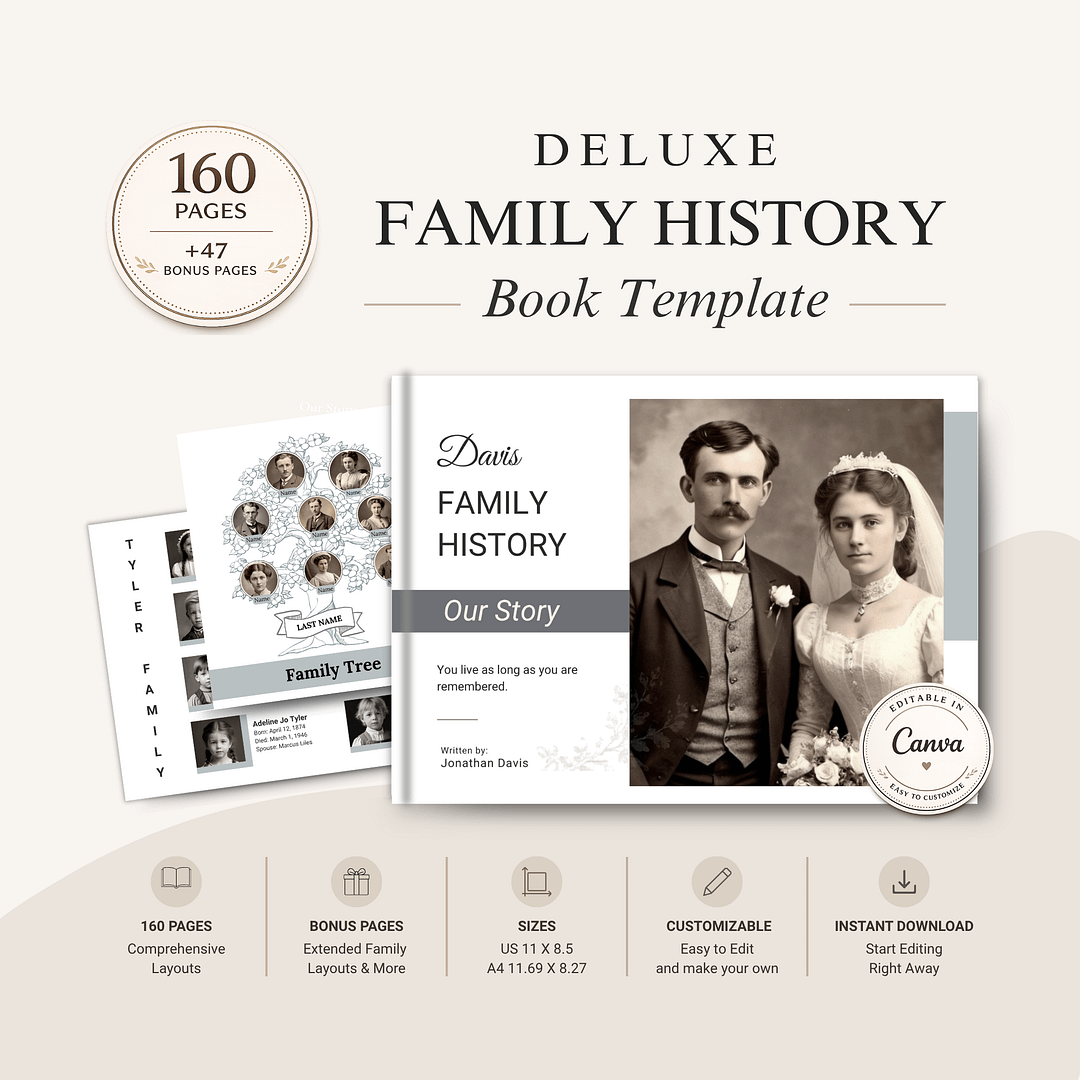 DELUXE FAMILY HISTORY BOOK TEMPLATE