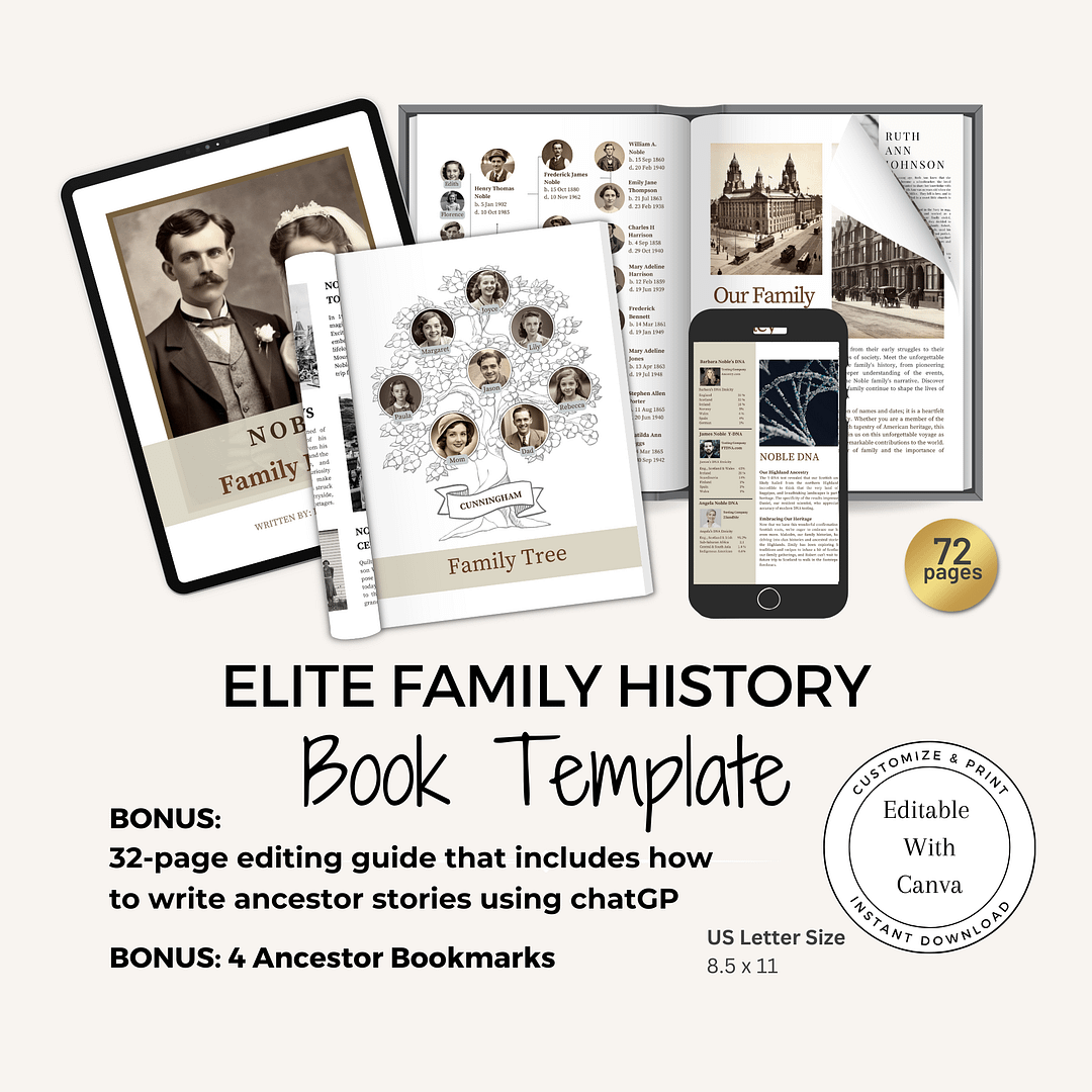 Elite Family History Book Template Mockup