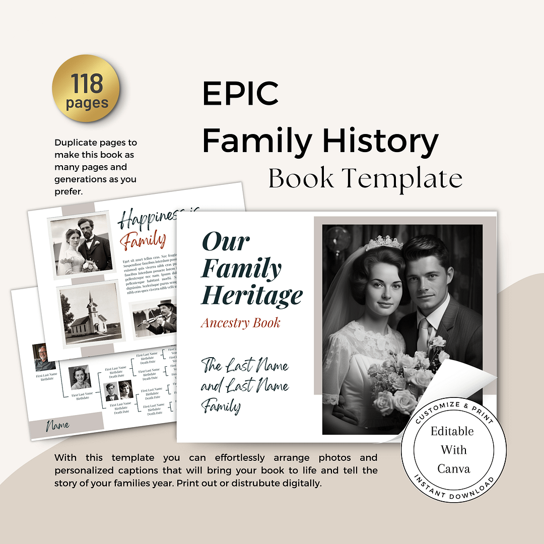 EPIC Family History Book Customizable Template