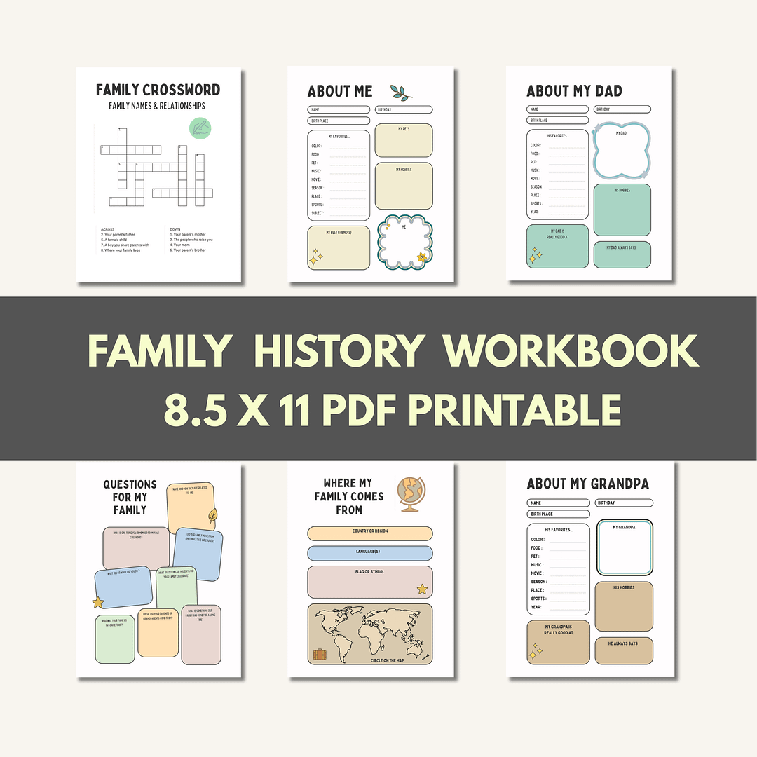 My Family History Workbook for Kids Printable PDF - Image 4