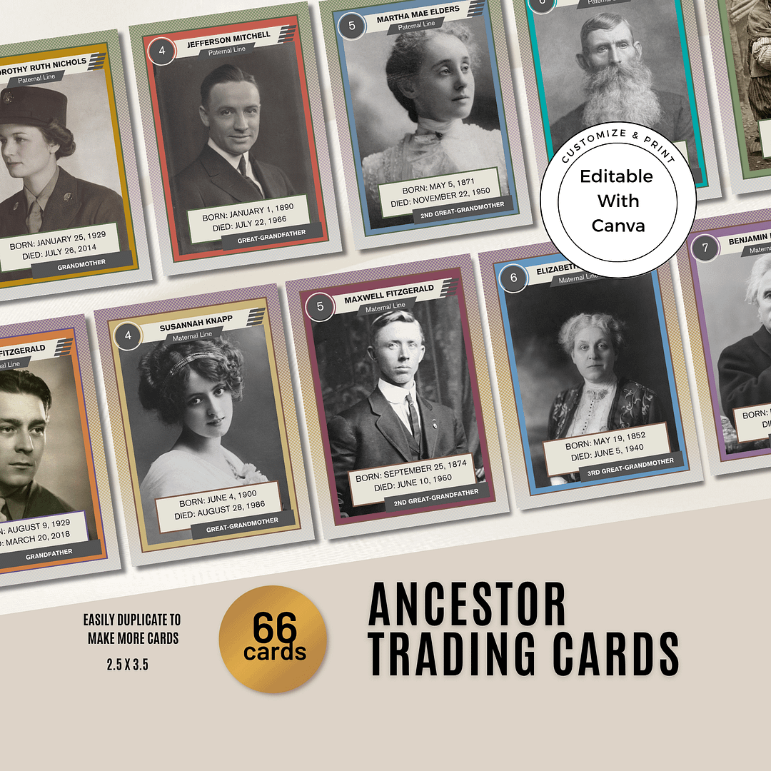 Ancestor Trading Cards Canva Template - Image 3