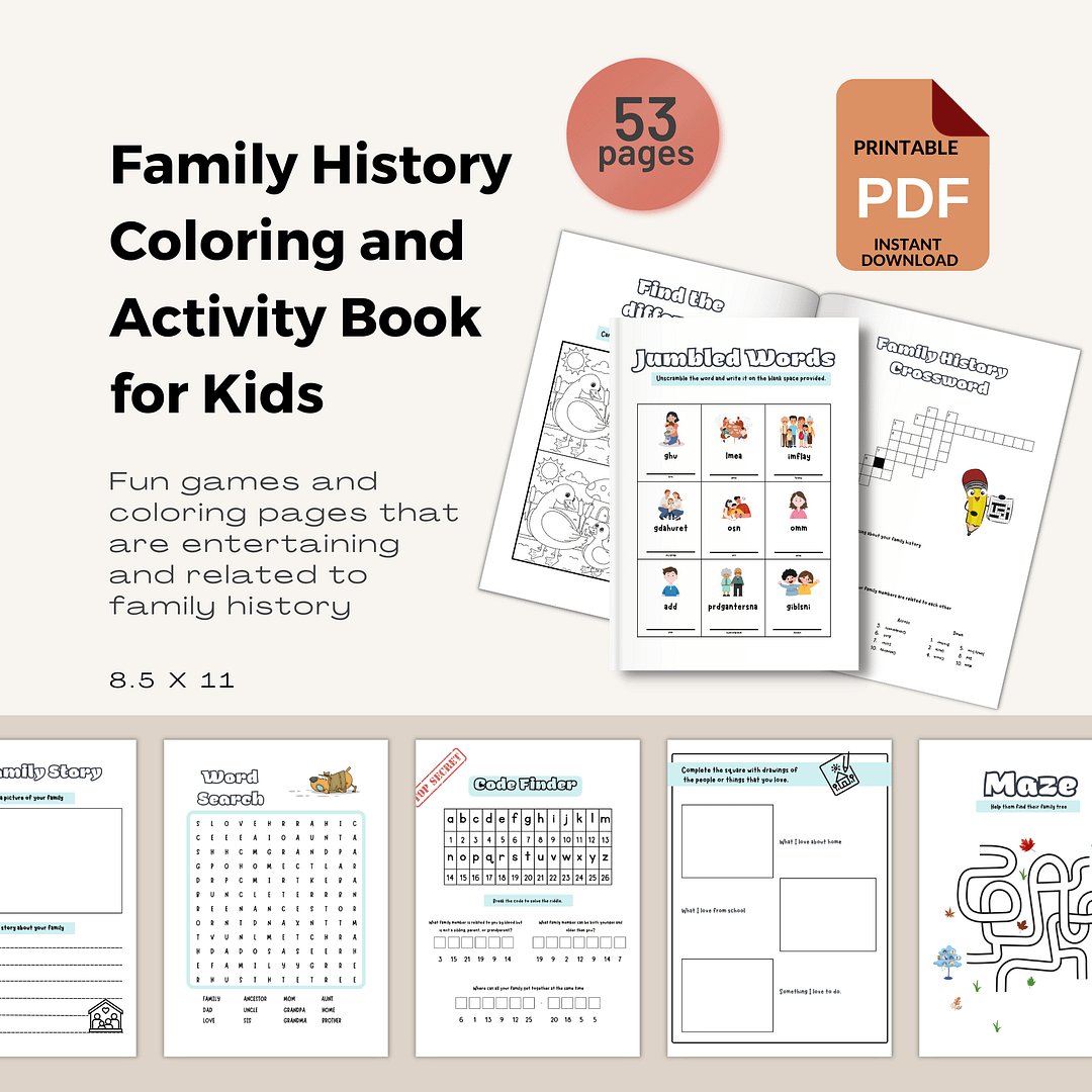 Kids Family History Coloring & Activity Book - Image 4