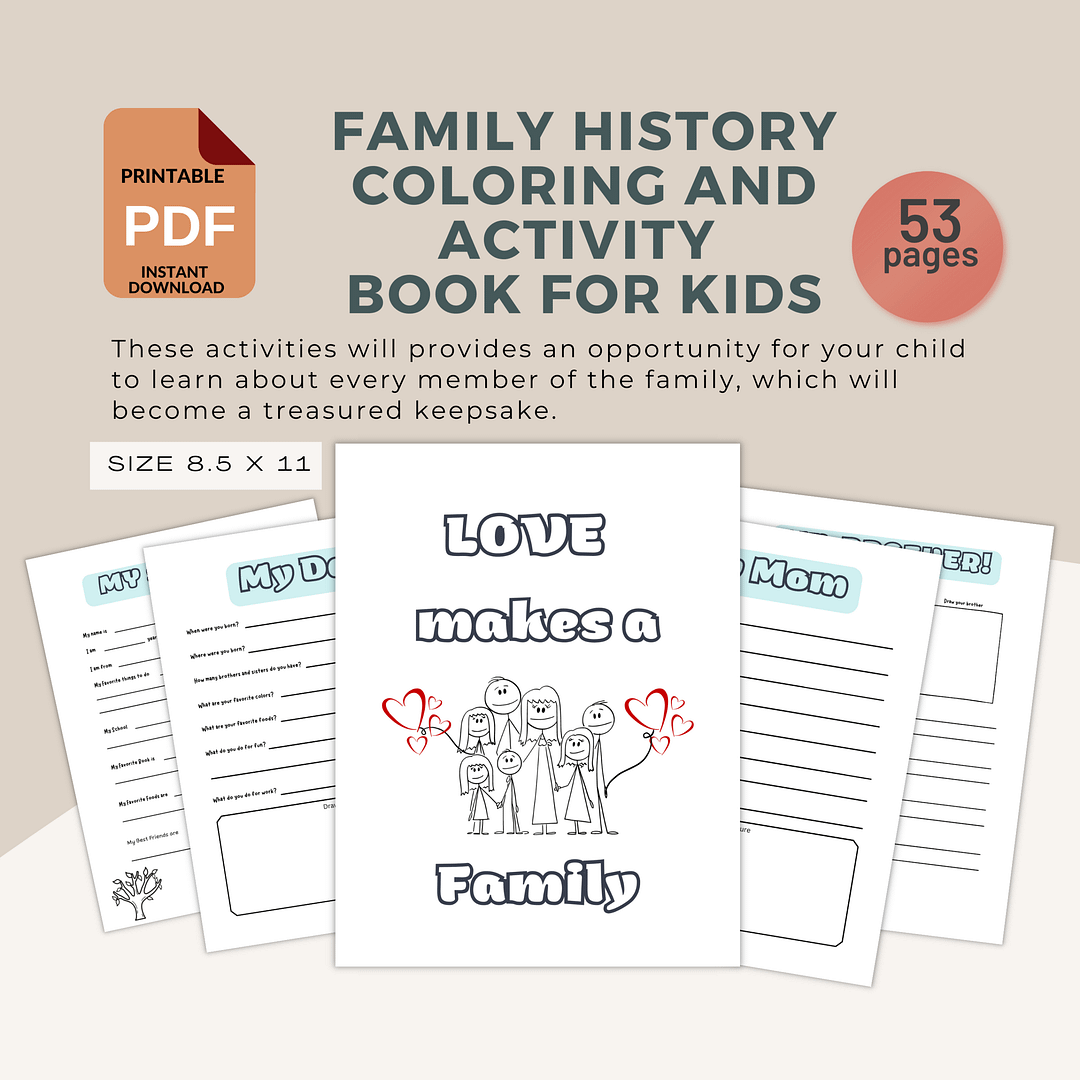Kids Family History Coloring & Activity Book - Image 6