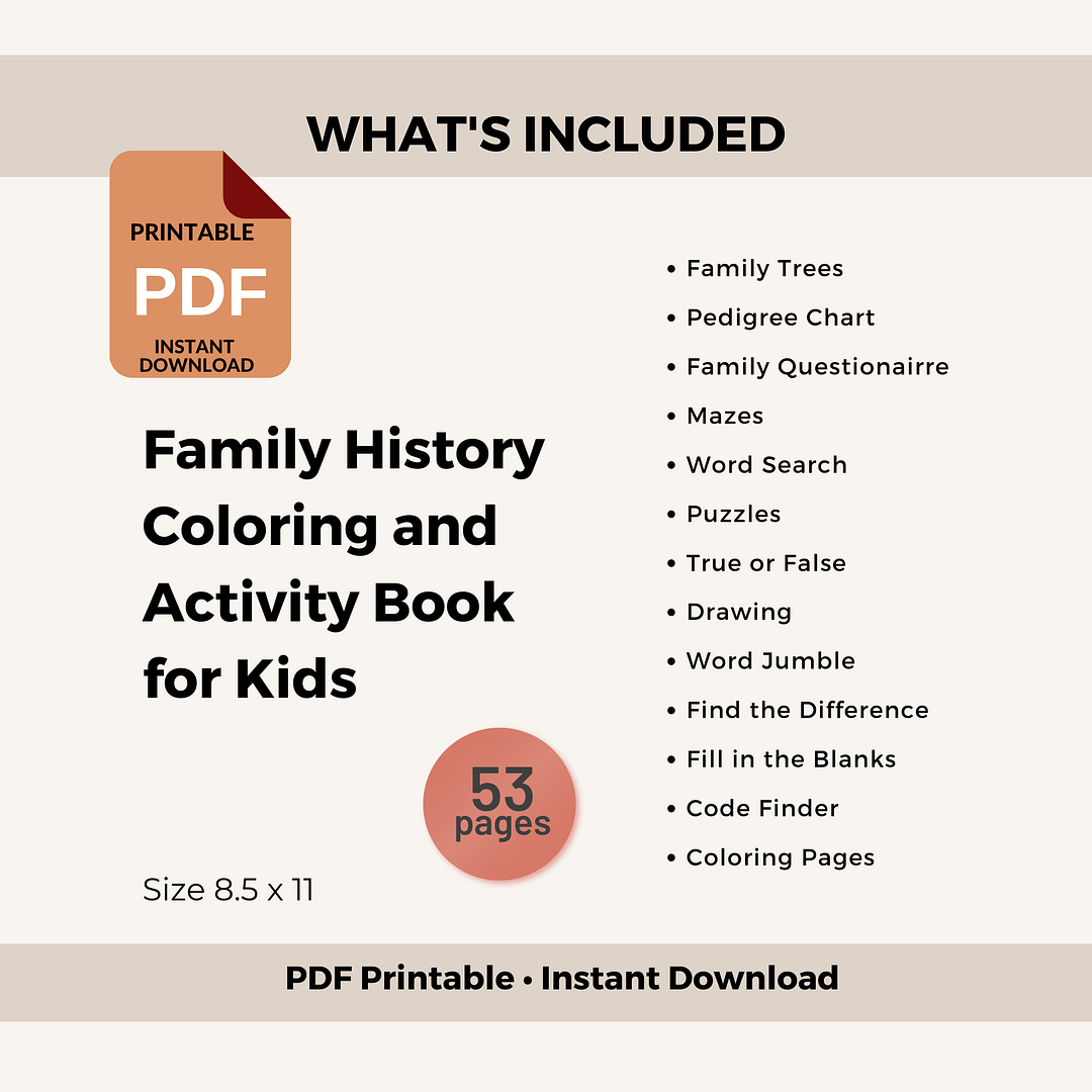 Kids Family History Coloring & Activity Book - Image 10