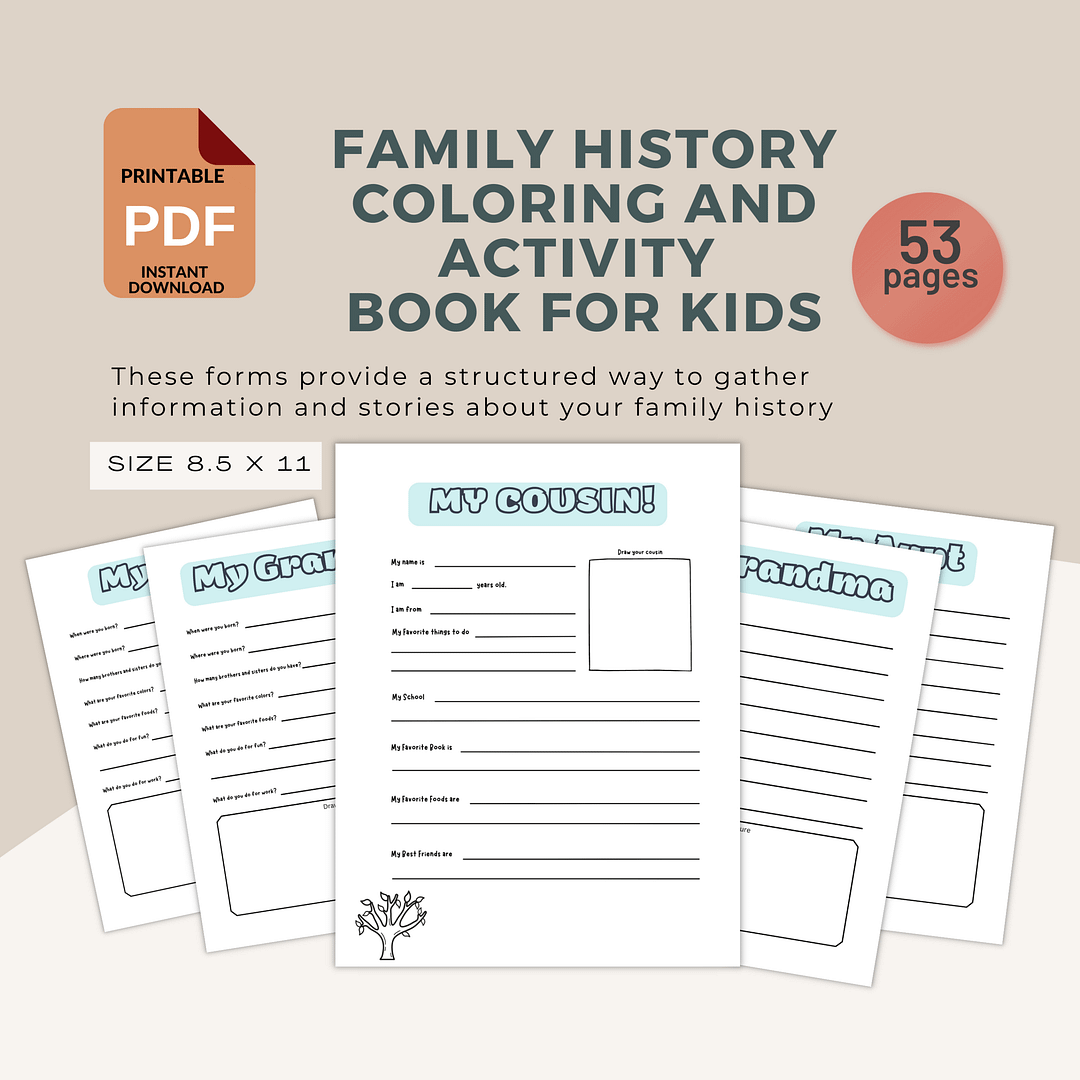 Kids Family History Coloring & Activity Book - Image 7